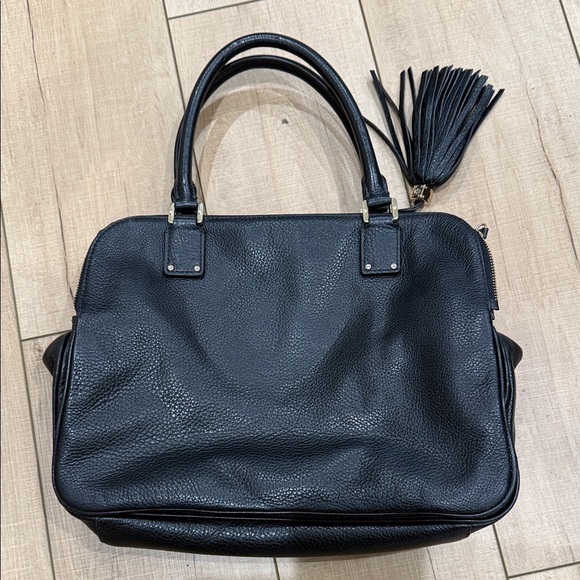 Tory Burch Black Leather Satchel with Tassel - Picture 2 of 6